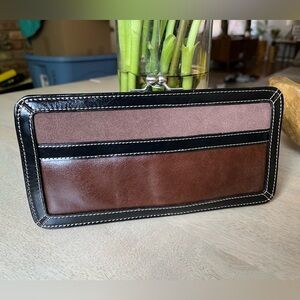 FOSSIL leather clutch, Never Used, black and brown purse